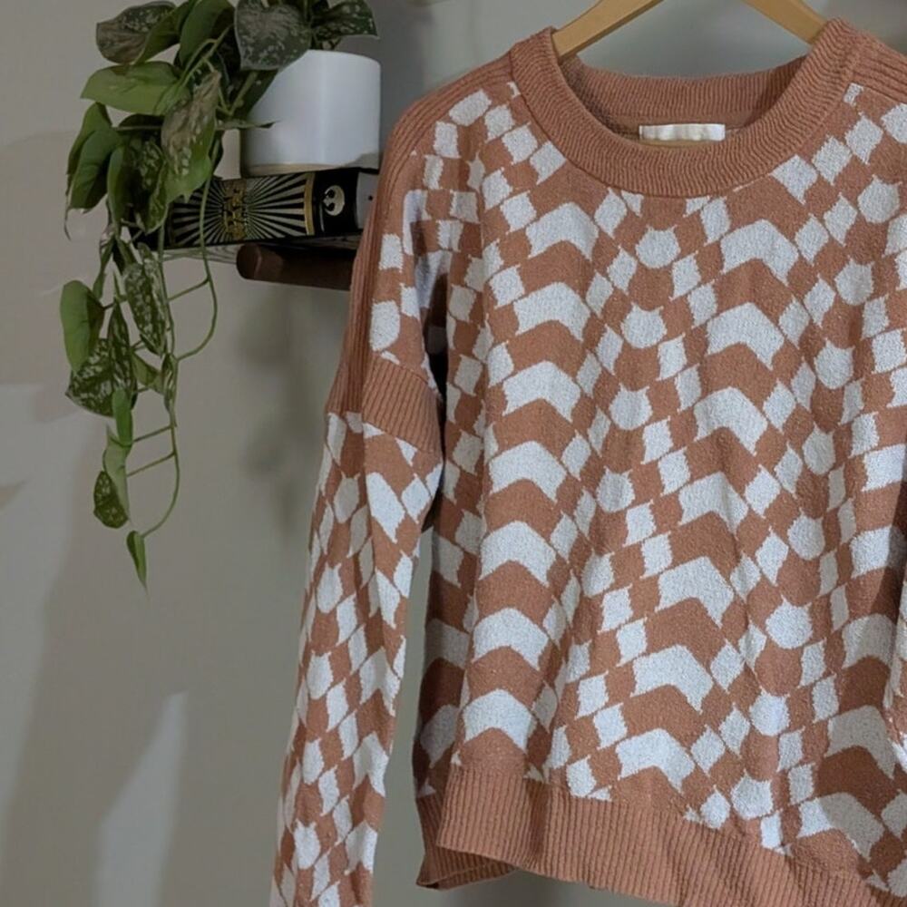 Spiritual Gangster | Wavy Checkerboard Knit Sweater | Women's Size S